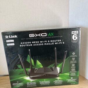 D-Link EXO AX AX3200 Mesh Wi‑Fi 6 Router — Black and Green Accents